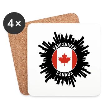 Vancouver Skyline Canada Flag Travel Souvenir - Coasters (set of 4) - white - Front
