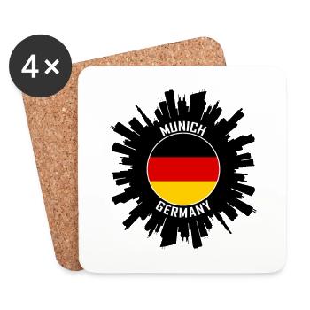 Munich Skyline Allemagne Flag Souvenir de voyage - Dessous de verre (lot de 4) - blanc - Devant