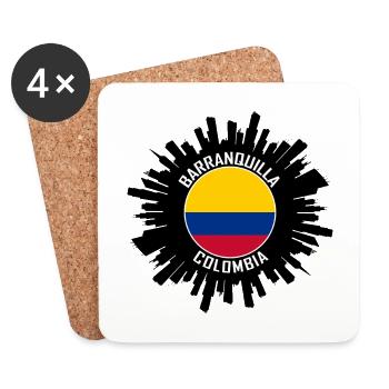 Barranquilla Skyline Colombie Flag Souvenir de voyage - Dessous de verre (lot de 4) - blanc - Devant
