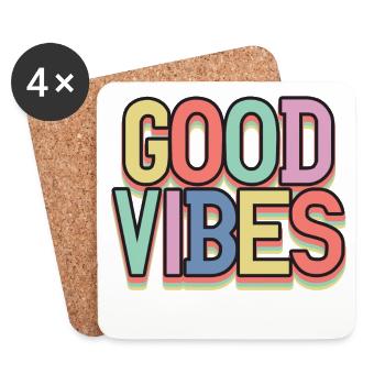 Gute Vibes Pastell Retro - Coasters (set of 4) - white - Front