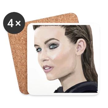 Portrait of a lovely woman - watercolor - Coasters (set of 4) - white - Front
