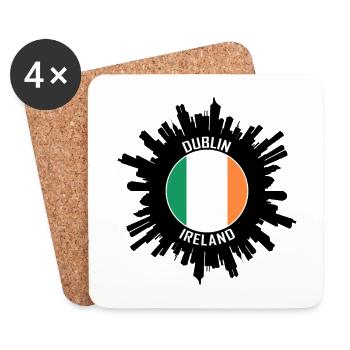 Dublin Skyline Ireland Flag Travel Souvenir - Coasters (set of 4) - white - Front