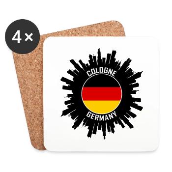 Cologne Skyline Allemagne Flag Souvenir de voyage - Dessous de verre (lot de 4) - blanc - Devant