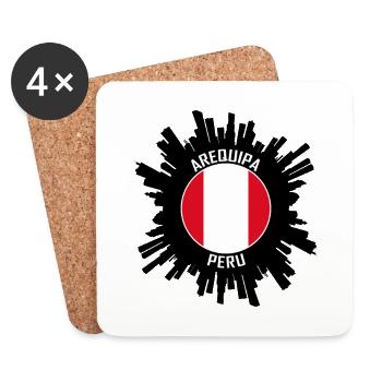 Arequipa Skyline Peru Flagge Reise Souvenir - Untersetzer (4er-Set) - Weiß - Vorne