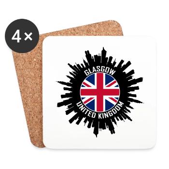 Glasgow Skyline UK Flagge Reisesouvenir - Untersetzer (4er-Set) - Weiß - Vorne