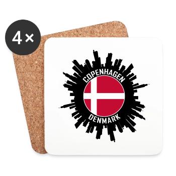 Copenhague Skyline Danemark Flag Souvenir de voyage - Dessous de verre (lot de 4) - blanc - Devant