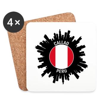 Callao Skyline Peru Flagge Reise Souvenir - Untersetzer (4er-Set) - Weiß - Vorne