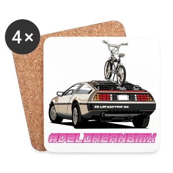 Delorean 80s Oldschool BMX Car with Tour - Coasters (set of 4) - white - Front