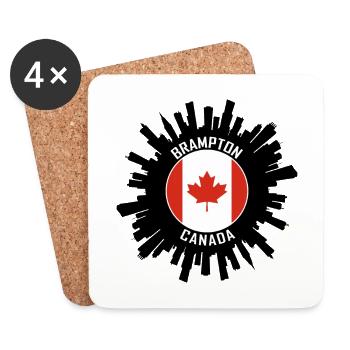 Brampton Skyline Canada Flag Travel Souvenir - Coasters (set of 4) - white - Front