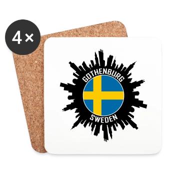 Göteborg Skyline Suède Flag Souvenir de voyage - Dessous de verre (lot de 4) - blanc - Devant
