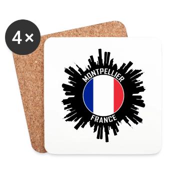 Montpellier Skyline Frankreich Flagge Reisesouvenir - Untersetzer (4er-Set) - Weiß - Vorne