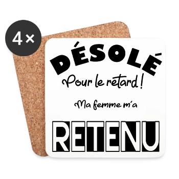 Désolé pour la retard ! - Dessous de verre (lot de 4) - blanc - Devant