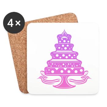Gâteau, gâteau, cuisson - Dessous de verre (lot de 4) - blanc - Devant