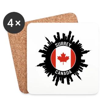 Surrey Skyline Canada Flag Travel Souvenir - Coasters (set of 4) - white - Front