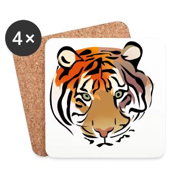 Fascinating tiger portrait with abstract lines - Coasters (set of 4) - white - Front