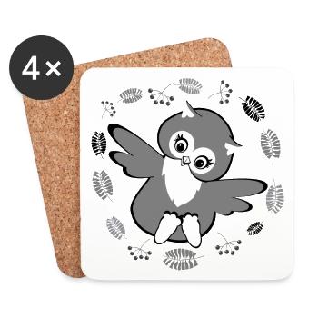 Playful owl in autumn leaves - Coasters (set of 4) - white - Front