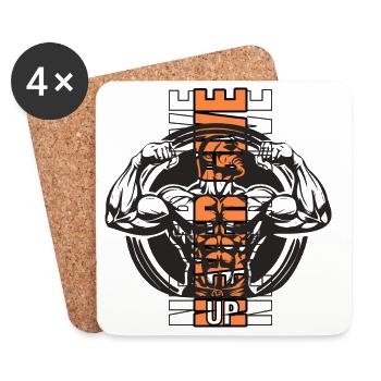 Strength Muscle Silhouette body never give up Fitness - Coasters (set of 4) - white - Front
