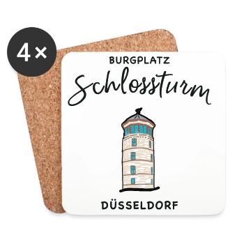 Schlossturm Düsseldorf, iconic landmark - Coasters (set of 4) - white - Front