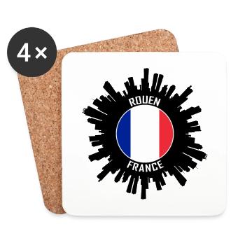 Rouen Skyline Frankreich Flagge Reise Souvenir - Untersetzer (4er-Set) - Weiß - Vorne