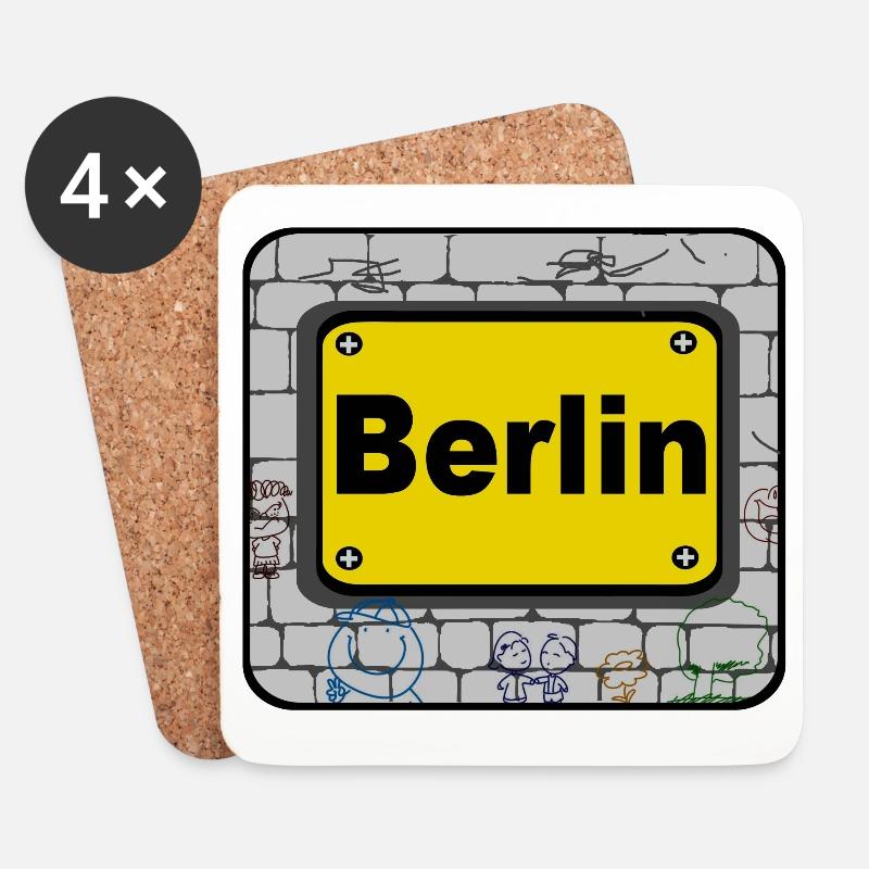 Berlin,Deutschland,Hauptstadt ,Berlin Mauer (25) - Untersetzer (4er-Set) - Weiß