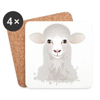 Un mouton mignon comme portrait graffiti - Dessous de verre (lot de 4) - blanc - Devant