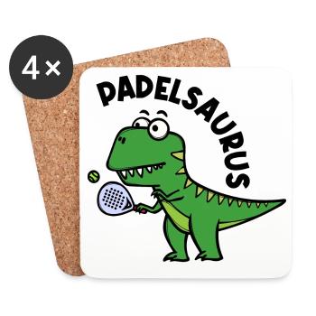 Dinosaurier Padel Spieler Schläger Ball Spruch - Untersetzer (4er-Set) - Weiß - Vorne