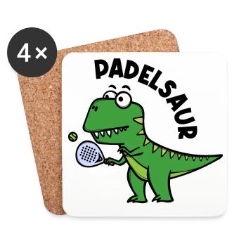 Padel Schläger Spieler Ball Dinosaurier Spruch - Untersetzer (4er-Set) - Weiß - Vorne