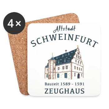 Schweinfurt, monument emblématique Zeughaus, Bavière - Dessous de verre (lot de 4) - blanc - Devant