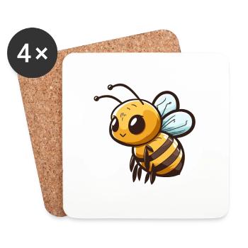 Abeille comique mignonne - Dessous de verre (lot de 4) - blanc - Devant