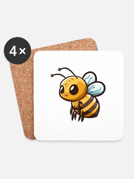 Cute Comic Bee - Coasters (set of 4) - white
