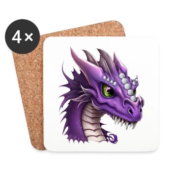 Lila Fantasy Drache - Untersetzer (4er-Set) - Weiß - Vorne