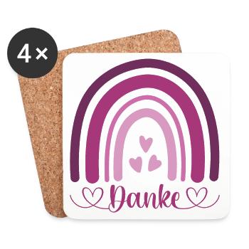 Danke Regenbogen - Untersetzer (4er-Set) - Weiß - Vorne