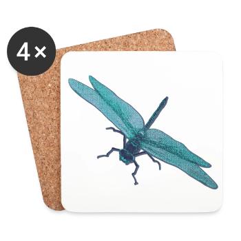 schöne Mosaikmuster, Libellenfoto, Insekten - Untersetzer (4er-Set) - Weiß - Vorne