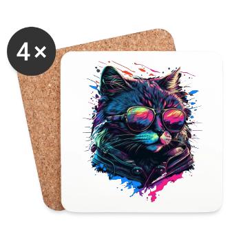 Cool cat - Coasters (set of 4) - white - Front