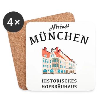 Munich, Hofbräuhaus historique, Bavière - Dessous de verre (lot de 4) - blanc - Devant