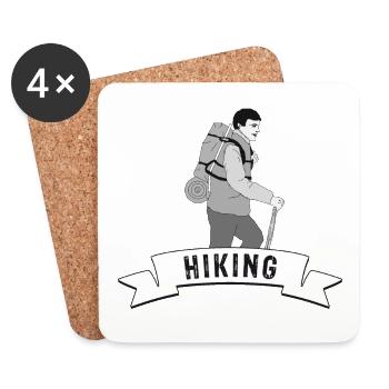 Hiking banderole with hiker - Coasters (set of 4) - white - Front