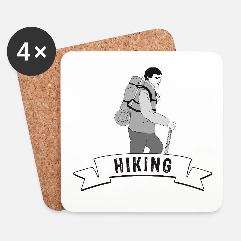 Banderole escursionistico con escursionista - Sottobicchieri (set da 4 pezzi) - bianco