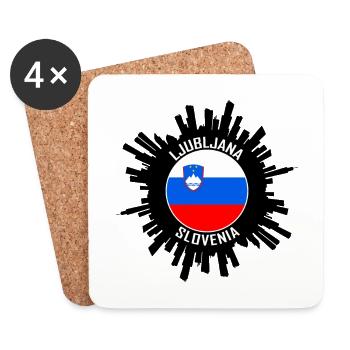 Ljubljana Skyline Slowenien Flagge Reise-Souvenir - Untersetzer (4er-Set) - Weiß - Vorne