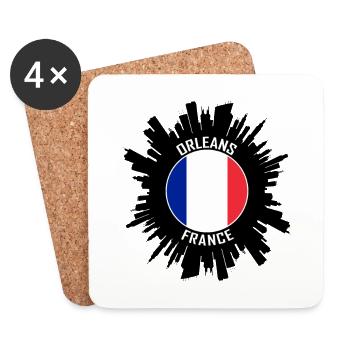 Orleans Skyline France Flag Travel Souvenir - Coasters (set of 4) - white - Front
