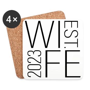 Wife Est. 2023 Married Couple Matching Wedding - Coasters (set of 4) - white - Front