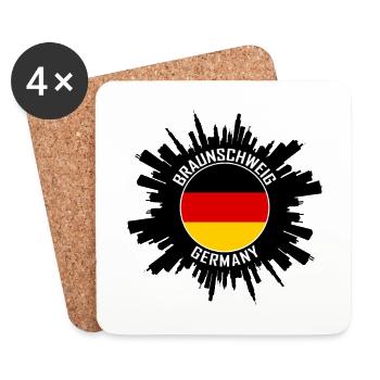 Braunschweig Skyline Allemagne Flag Souvenir de voyage - Dessous de verre (lot de 4) - blanc - Devant