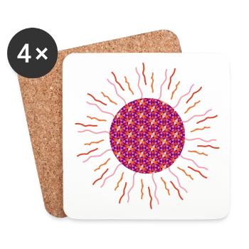 Sun mandala pink - Coasters (set of 4) - white - Front