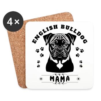 Englische Bulldoggen Mama Muttertagsgeschenk - Untersetzer (4er-Set) - Weiß - Vorne