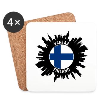 Vantaa Skyline Finnland Flagge Reise-Souvenir - Untersetzer (4er-Set) - Weiß - Vorne