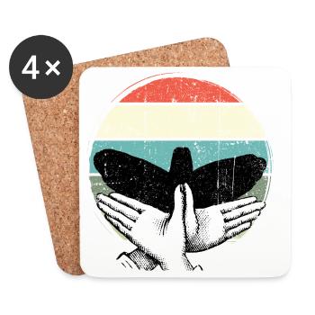 Retro-Sonnenuntergangsvogel-Silhouette - Untersetzer (4er-Set) - Weiß - Vorne