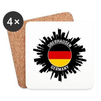 Oberhausen Skyline Allemagne Flag Souvenir de voyage - Dessous de verre (lot de 4) - blanc - Devant