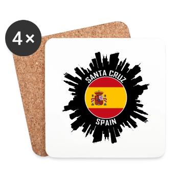 Santa Cruz Skyline Espagne Flag Souvenir de voyage - Dessous de verre (lot de 4) - blanc - Devant