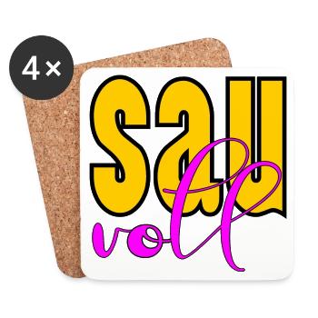 SPRUCH SAUVOLL - Untersetzer (4er-Set) - Weiß - Vorne