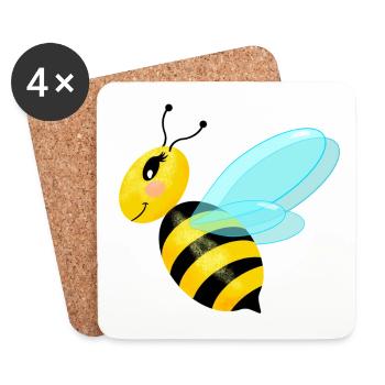 Flying graceful bee - Coasters (set of 4) - white - Front