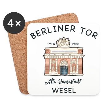 Wesel, Berliner Tor, kultiges Wahrzeichen - Untersetzer (4er-Set) - Weiß - Vorne